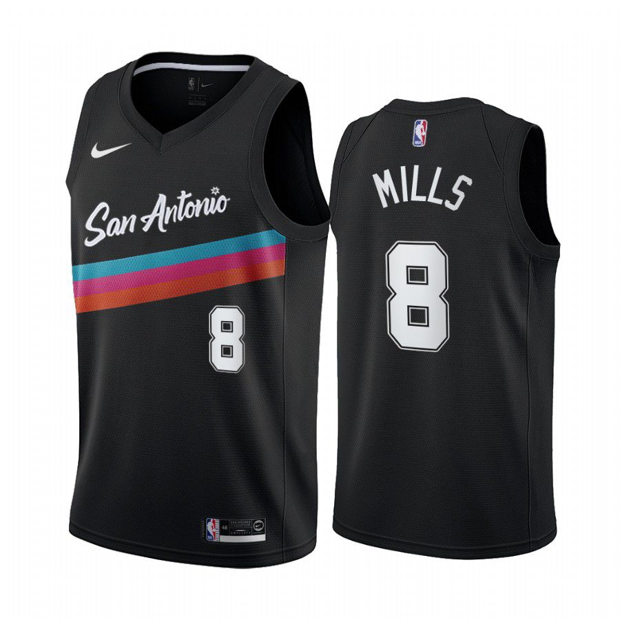 Men San Antonio Spurs #8 patty mills black city edition fiesta colors 2020 nba jersey->sacramento kings->NBA Jersey